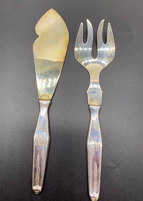 Винтажный серебряный набор для сервировки рыбы. Финляндия. Вес 98 гр. 
. Винтажный серебряный 