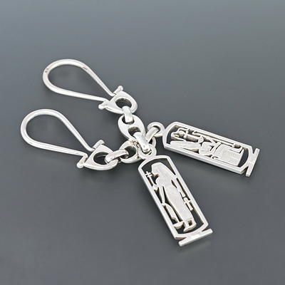 Парные брелки серебро 800 проба Египет. Парные серебряные брелки-шатлены с древнеегипетскими 