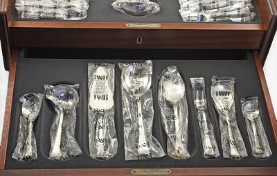 69 предметов СТОЛОВОЕ СЕРЕБРО 800 проба Robbe Berking Германия. Набор столового серебра на 12 