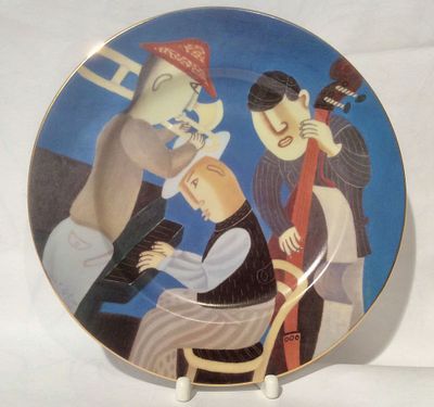 Тарасюк Иван Иванович - Тарасюк Иван. Играют блюз. Тарелка декоративная. Диаметр-27см, фарфор 
