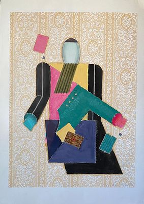 Немухин В.Н.(1925-2016) &laquo;Марк Шагал.&raquo; 2013 год. Бумага литография, коллаж. Размер работы 74 см 