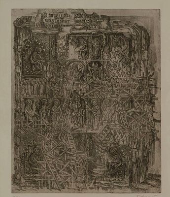 Плавинский Дмитрий Петрович (1937-2012) &laquo;Строительство Евангелия&raquo;1976 год . Бумага, офорт. 
