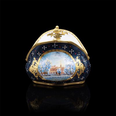 Фарфоровая шкатулка-конфетница-монетница &laquo;Зимний Петербург&raquo;. Уникальная авторская работа 