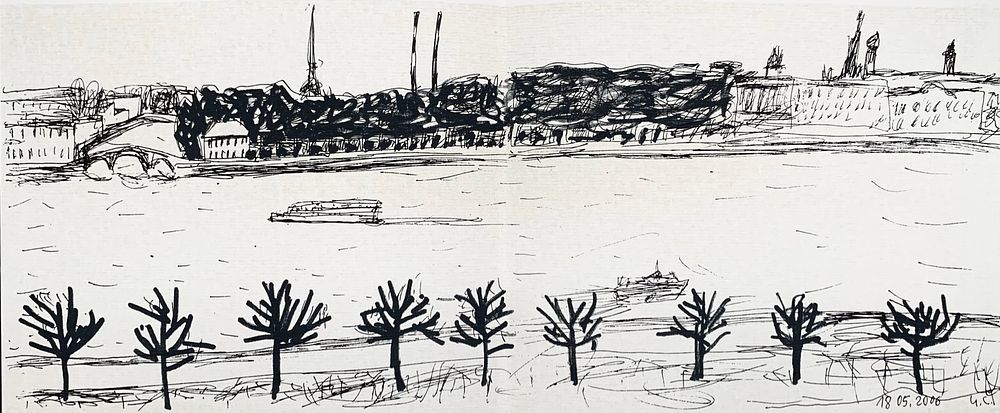 Сотников Иван. Небесная линия города на Неве. 2006/2021-2022, литография, трафаретная печать 