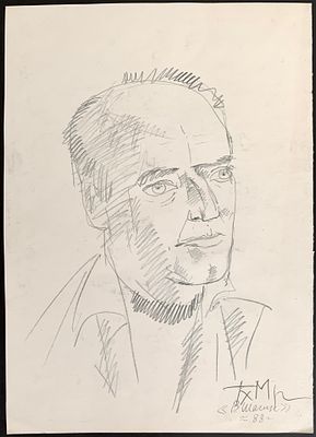 Виктор Тихомиров. Владимир Шагин. Прижизненный портрет художника. 1988, бумага, карандаш, 41 