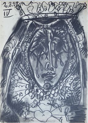 Пабло Пикассо. Рисунок из серии "Торос и торерос". Офсетная литография из издания 1961 года 