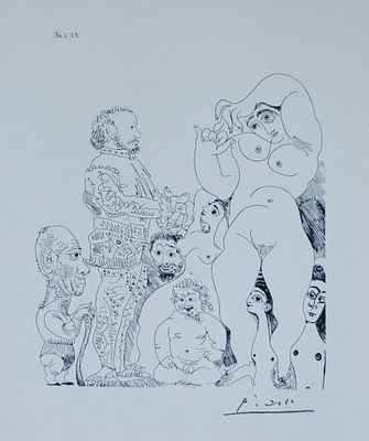 (18+) Пабло Пикассо.&laquo;Пикассо с тростью и актер, смотрящий на женщину&raquo; из графической серии 