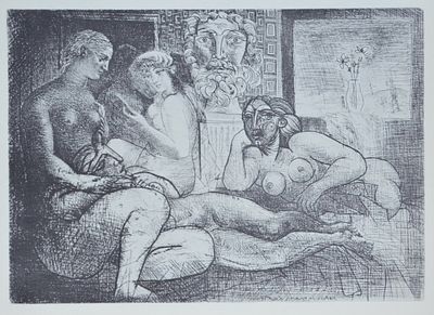 (18+) Пабло Пикассо "Quatre Femmes nues et T&ecirc;te sculpt&eacute;e ("Четыре обнаженные женщины и 