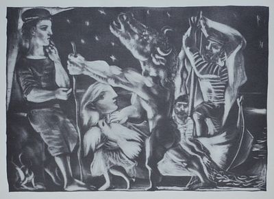 Пабло Пикассо "Minotaure aveugle guid&eacute; par Marie-Th&eacute;r&egrave;se au Pigeon dans une Nuit &eacute;toil&eacute;e( 