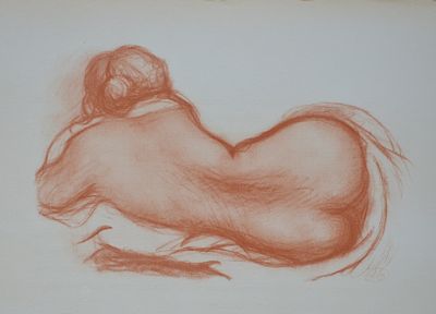 (18+) Аристид Майоль (1861 - 1944), "Натурщица". Конец 1940-х гг. Бумага, литография (справа 