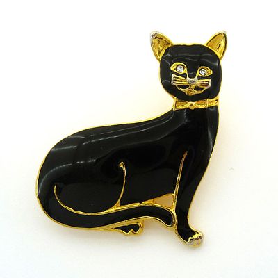 Брошь "Черный кот". США. 80-е годы 20 века.
Сильная брошь выполнена из бижутерного сплава цвета 