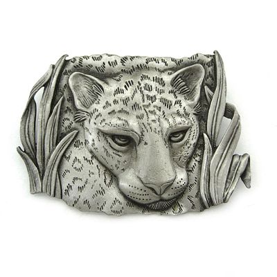 Jonette Jewelry co (JJ). Брошь "Леопард". США. 1986 г. Крупная брошь выполнена из пьютера цвета 