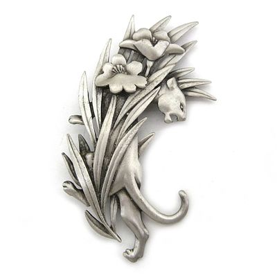 Jonette Jewelry co (JJ). Брошь "Дикая кошка". США. 90-е года 20 века. Очень крупная брошь 