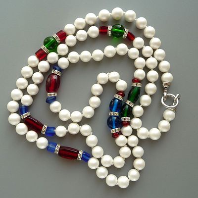 Бусы в стиле KJL из матового жемчуга и цветного стекла. Яркие, эффектные, красивые!. Бусины из 