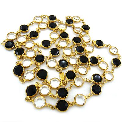 SWAROVSKI. ВИНТАЖНОЕ ОЖЕРЕЛЬЕ-ЦЕПОЧКА В ТЕХНИКЕ "BEZEL". 80-Е ГОДЫ. США. Культовое ожерелье 