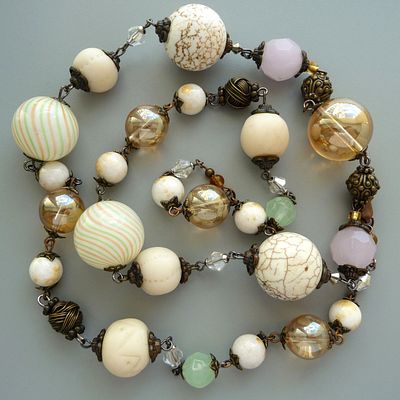 Бусы-цепь "Винтажный шарм".
Роскошное и уникальное украшение! Стеклянные, керамические 
