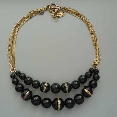 Kenneth Cole. США. Колье "Чёрные бусины". 90-Е. Эффектное, яркое, легкое колье изготовлено из 