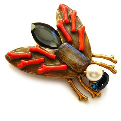 Oscar de la Renta. Крупная брошь "Insectum".
Фактурная, массивная и крупная брошь от известного 