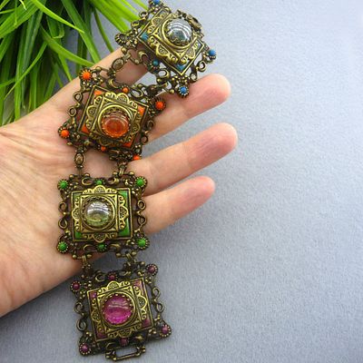 SWEET ROMANCE. БРАСЛЕТ "В ВИЗАНТИЙСКОМ СТИЛЕ". 90-Е ГОДЫ 20 ВЕКА. США. Крупный и объемный 