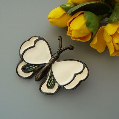ERWIN PEARL. БРОШЬ "БАБОЧКА. БЕЛЫЙ И ЧЕРНЫЙ". США. 90-Е ГОДЫ 20 ВЕКА. Стильная брошь в 
