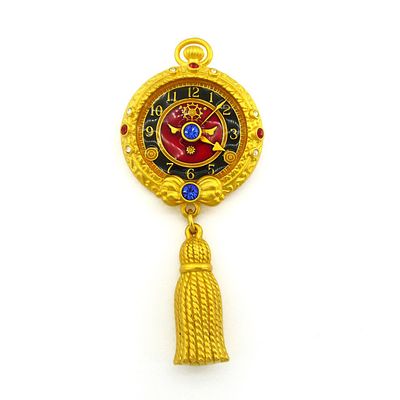 BOB MACKIE. БРОШЬ "ЧАСЫ". США. 80-90-Е.
Сплав цвета золота. Эмали. Кристаллы. Состояние: 