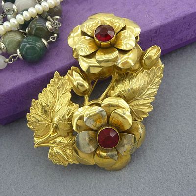 СЕРЕБРЯНАЯ БРОШЬ "ВЕТКА С ЦВЕТАМИ". STERLING. СЕРЕБРО. 40-50 -Е ГОДЫ 20 ВЕКА. США. Выполнена из 