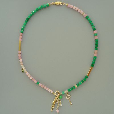 Колье "Ключи" из коллекции "Нежное равновесие". Выполнено из жадеита огранки "куб" в двух 