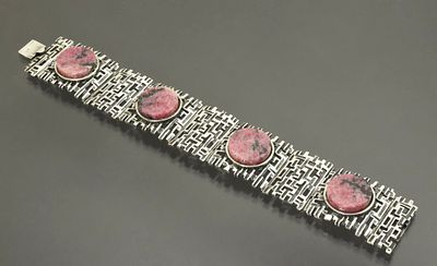 БРАСЛЕТ серебро 925 пробы Гранит винтаж. Стильный крупный браслет из серебра 925 пробы со 