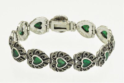 БРАСЛЕТ серебро 925 пробы марказиты диоптаз Германия. Браслет из серебра с марказитами и 