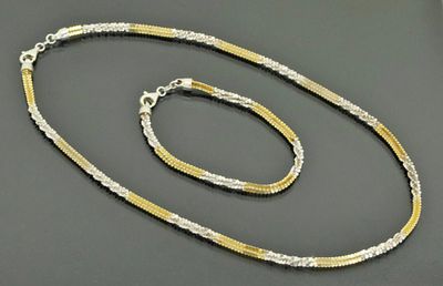 КОЛЬЕ + БРАСЛЕТ серебро 925 пробы Италия. Комплект украшений - колье и браслет из серебра 925 