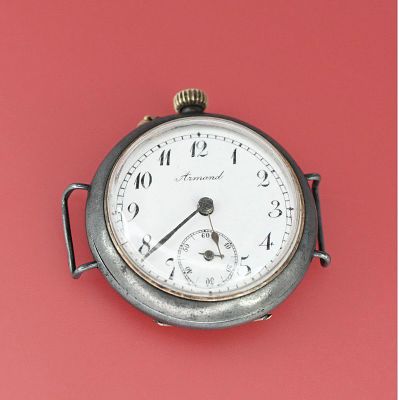 Старинные наручные часы Armand сталь Швейцария. Старинные часы переходного периода от карманных 