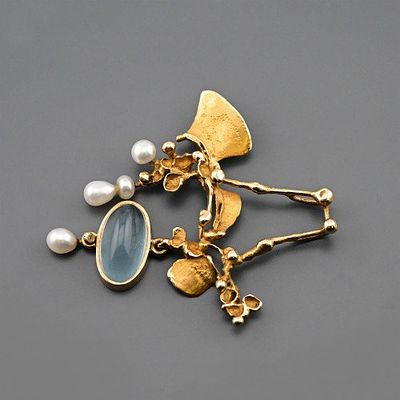 Кулон золото 585 проба Жемчуг Аквамарин
Необычный кулон из белого золота 585 пробы с 