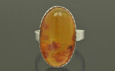 Старинное кольцо серебро 830 пробы Копал. Старинное серебряное кольцо с копалом - природным 