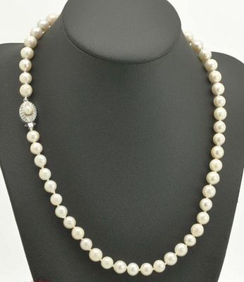 Винтажное колье из морского культивированного жемчуга Акойя ( Япония) с серебряным замком 835 