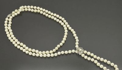 Винтажное колье из морского культивированного жемчуга Акойя ( Япония) с серебряным замком 925 