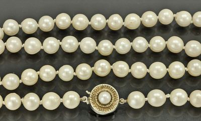 Винтажное колье из морского культивированного жемчуга Акойя ( Япония) с серебряным замком 835 