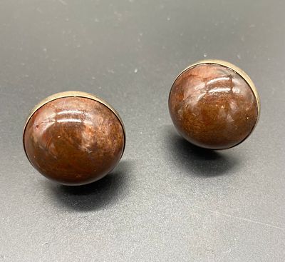 Винтажные советские запонки. Серебро 875 пробы, позолота, красная яшма. Свердловский ювелирный 