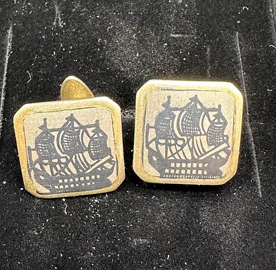 Народный промысел!
Винтажные советские запонки &laquo;Алые паруса&raquo;. СССР. Завод Северная чернь. 