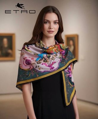 Роскошный платок ETRO. известного своими фирменными узорами пейсли и яркими принтами. Изделия 