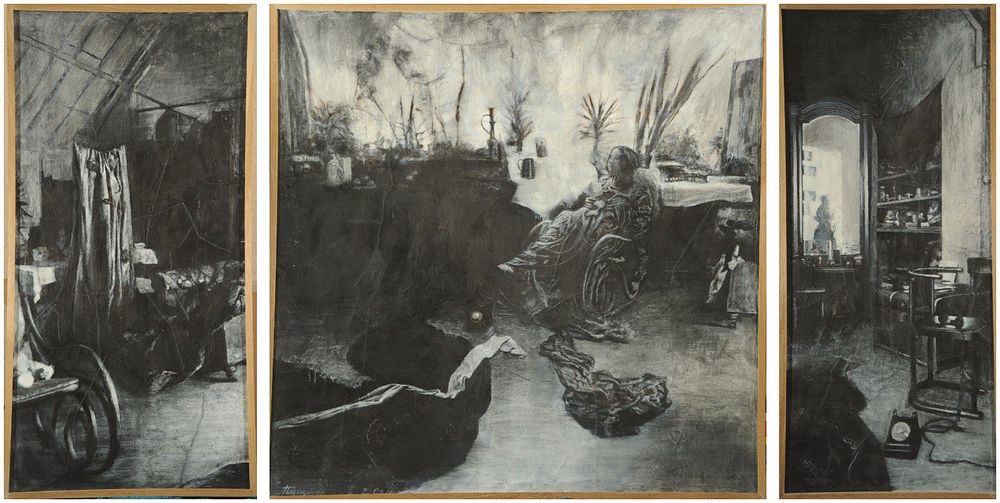 ПУШНИЦКИЙ Виталий. (1967г.). Благовещение. 2004 год.
триптих, 140х250 см. 
Холст, см. Техника. 