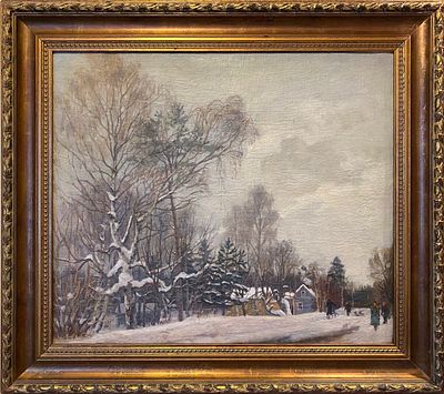 (Сертификат!) Лучишкин Сергей Алексеевич (1902-1989) 
Зима. Подмосковье. 1950-к.
Холст, масло. 