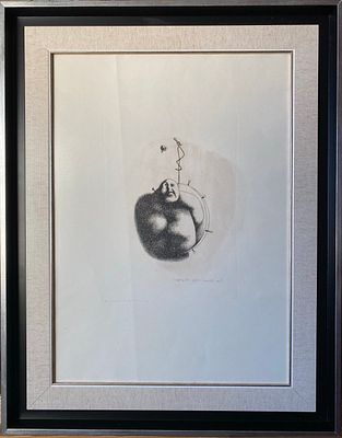 Целков О.Н.(1934-2021)"Портрет" 1976 год 
Бумага, офорт. В правом нижнем углу в тесте и в 