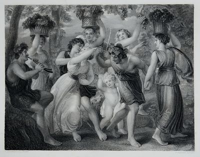 "Сбор винограда" . Гравюра с одноименной живописной картины Томаса Стотхарда 1880 года. 