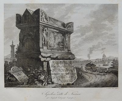 Доменико Амичи (1808-1880) "Могила Нерона" (из альбома "Виды Рима"). офорт. Размер: 29.5 х 