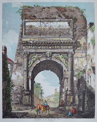 "Вид на Арку Тита". Россини Луиджи (1790-1857) Бумага, печать (1961 год). Размер 73.5х58,5 см 