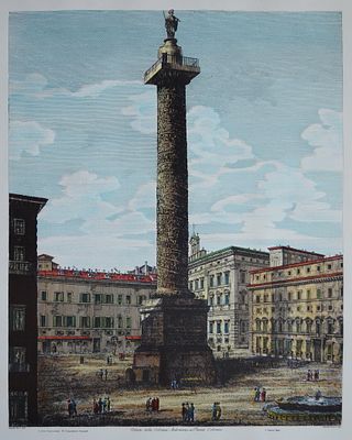 "Вид на колонну Антония. ". Россини Луиджи (1790-1857) Бумага, печать (1961 год). Размер 