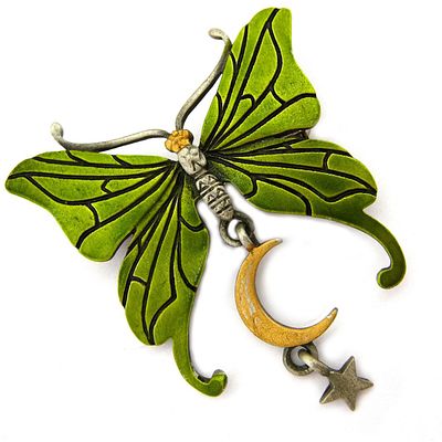 Jonette Jewelry co (JJ). Брошь "Бабочка". США. 90-е года 20 века.
Брошь с подвесами изготовлена 