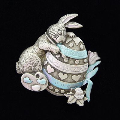 Jonette Jewelry co (JJ). Брошь "Пасхальный кролик". США. 90-е года 20 века. Милая брошь 