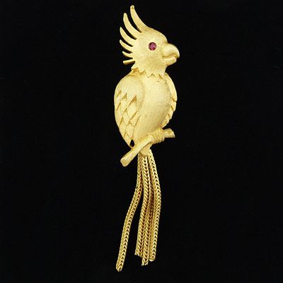 Jonette Jewelry co (JJ). Брошь "Попугай". США. 80-е года 20 века. Редко встречающаяся брошь 