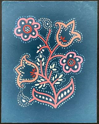 Ивлев Павел. Декоративный этюд.Южный цветок. 1950-е, гуашь, лист 37,7х29,7 см. На обороте 